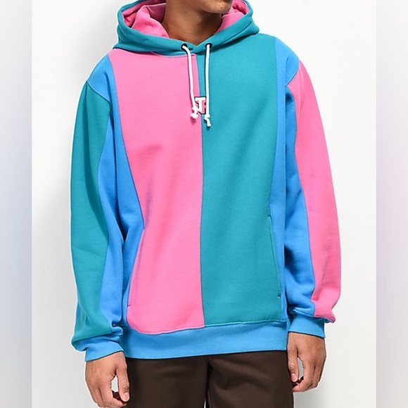 Teddy Fresh Retro Vintage Style Colorblock Heavyweight Hoodie Size Medium - Picture 1 of 4